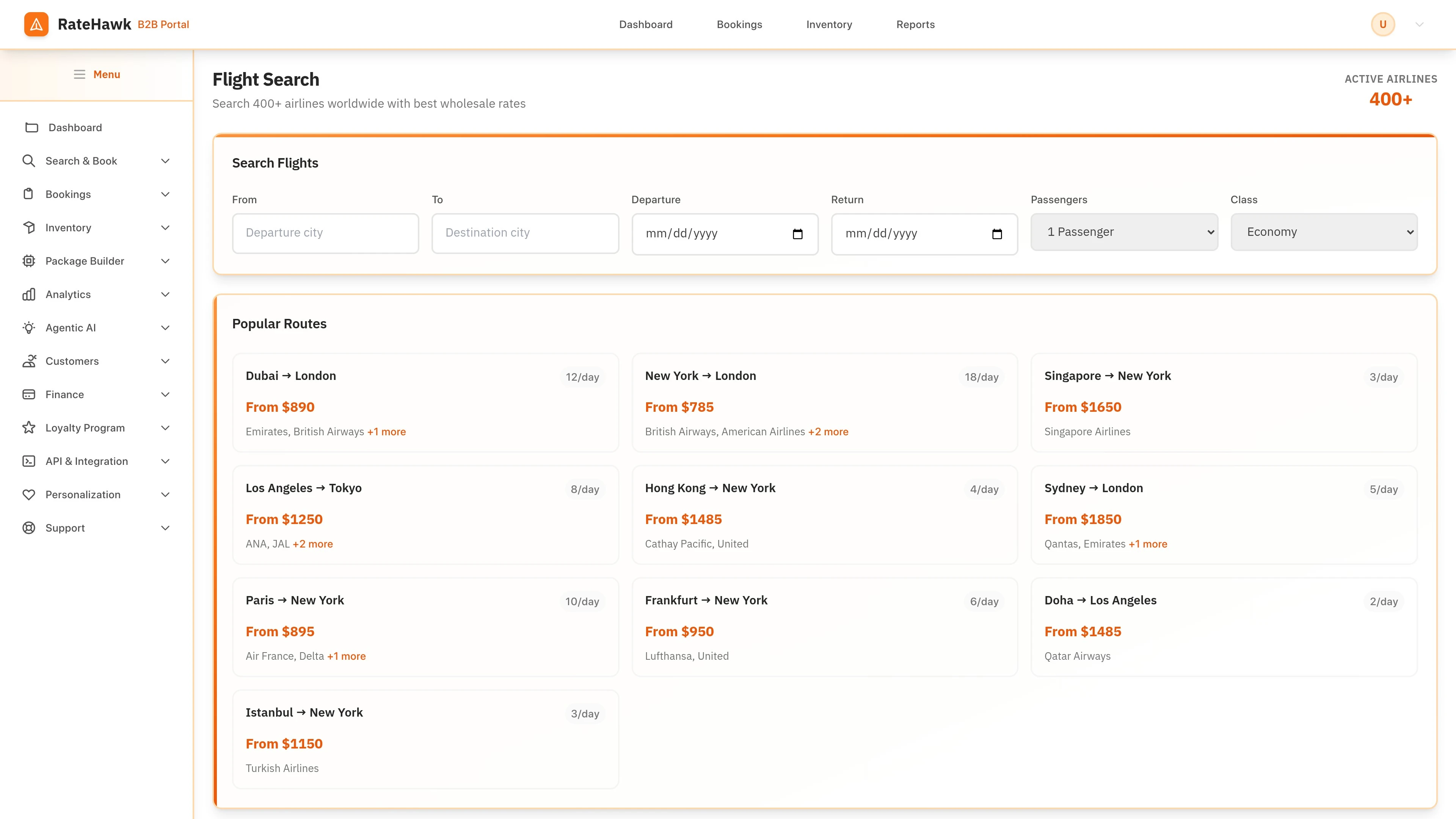 Flight Search Interface